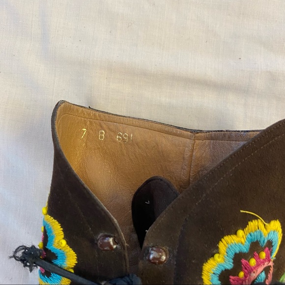 Vintage 70s Jerry Edouard Embroidered Knee High Lace Up Boots, 7B - Picture 8 of 16